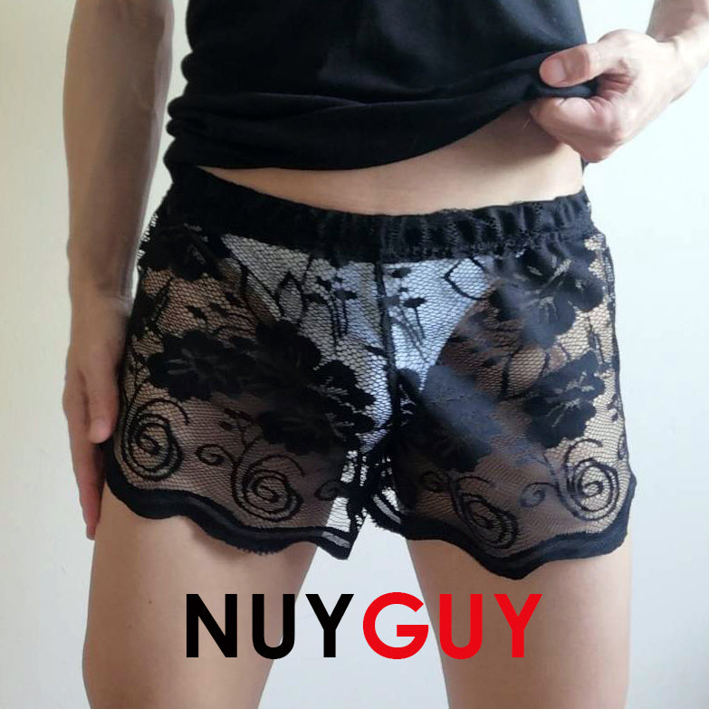 กางเกงขาสั้นลูกไม้ NUYGUY MEN IN BLACK