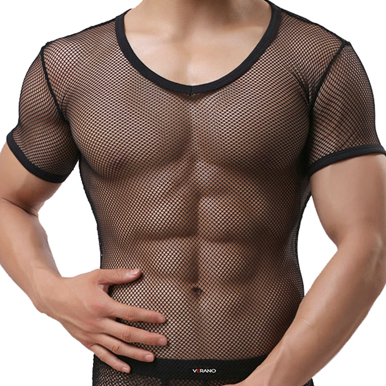 เสื้อยืดตะข่ายคอวี( รหัส L025 )