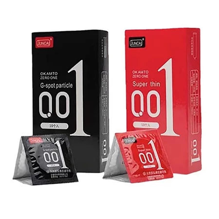ถุงยางอนามัย  001 JUNCAI (10ชิ้น/กล่อง) บางมาก 0.01 มม. ขนาด 52 มม. ( รหัส T32 )